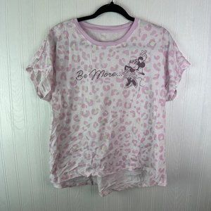 Disney Minnie Mouse Leopard Print‎ Short Sleeve Tee size XL Pink